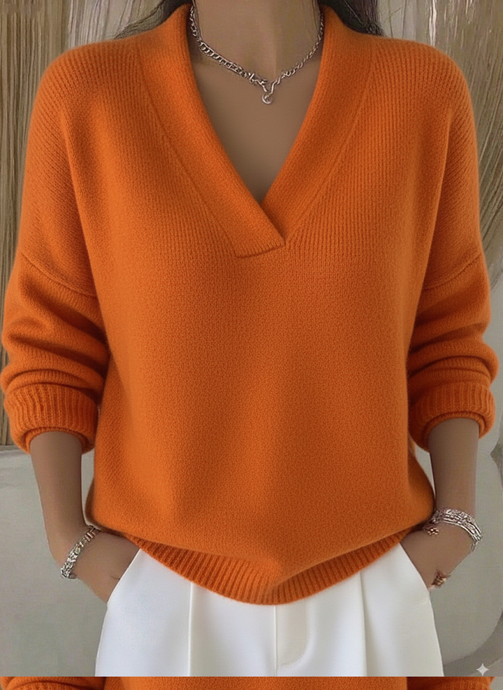 Markéty – Dámský kašmírový svetr s výstřihem do V