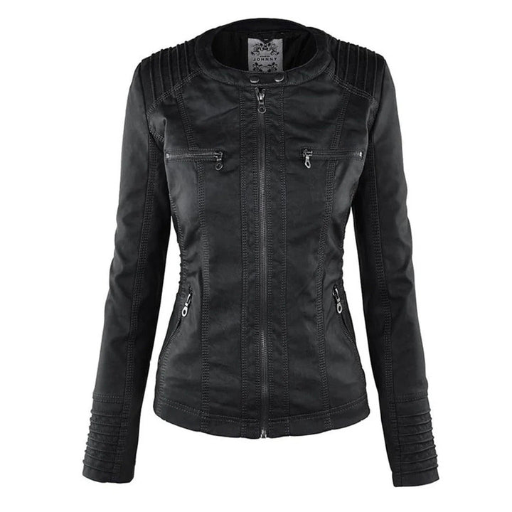 Ivory - Women's Weather-Resistant Leather Jacket with Hood