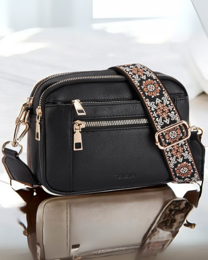 Camille – Elegantní kožená kabelka přes rameno s praktickým uspořádáním