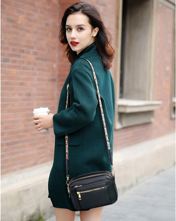 Camille – Elegantní kožená kabelka přes rameno s praktickým uspořádáním