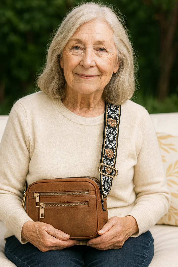 Camille – Elegantní kožená kabelka přes rameno s praktickým uspořádáním