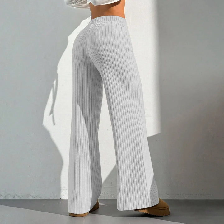 Natállie – Dámské žebrované kalhoty s širokými nohavicemi