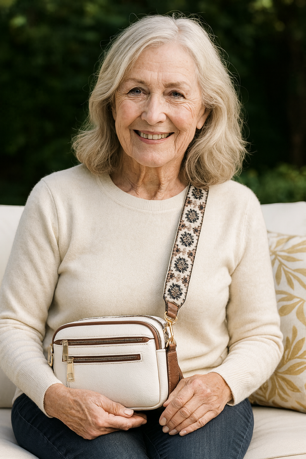 Camille – Elegantní kožená kabelka přes rameno s praktickým uspořádáním