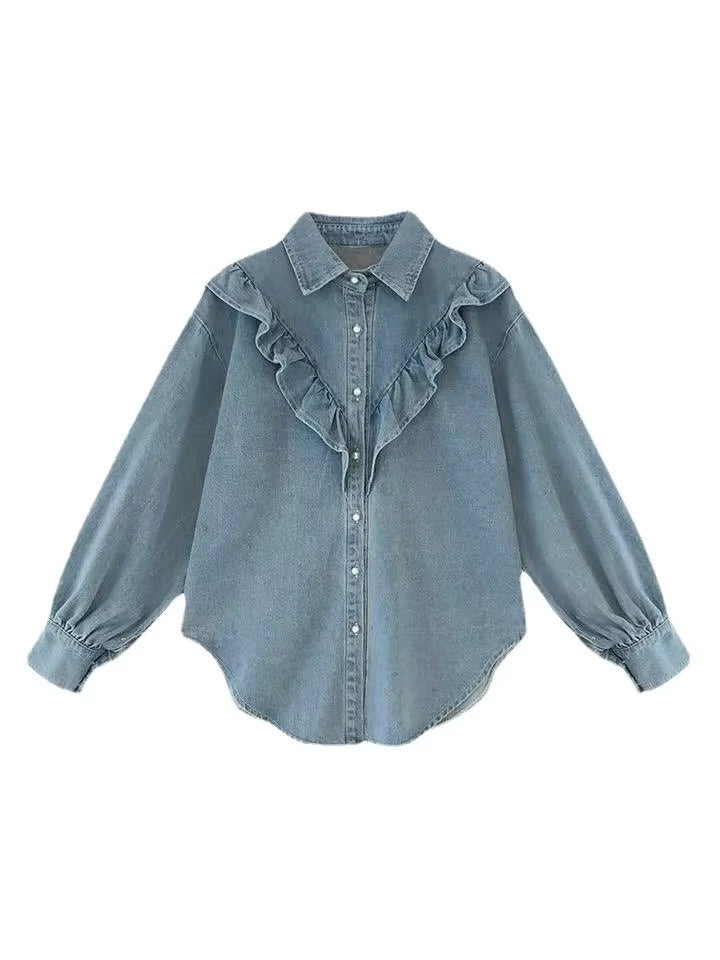 Isélia – Dámská košile z přírodní bavlny s volánky