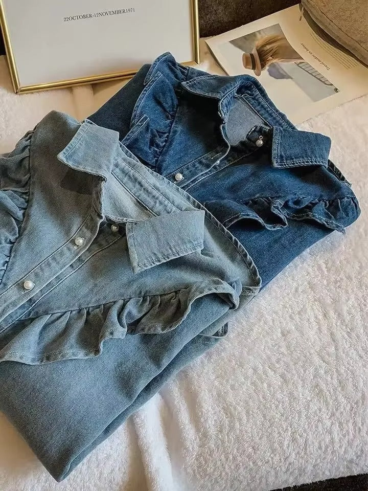 Isélia – Dámská košile z přírodní bavlny s volánky